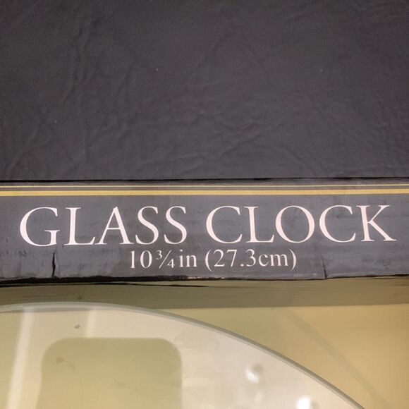 Interior Design Glass Clock 10 3/4 Inches 27.3 Cm Round Silver Hardware NEW Box - Picture 4 of 5